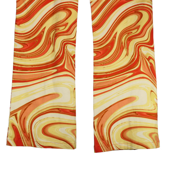 Hosberg Pants Womens Medium Orange Yellow Wide Leg Retro 70s Statement Piece - Picture 6 of 8